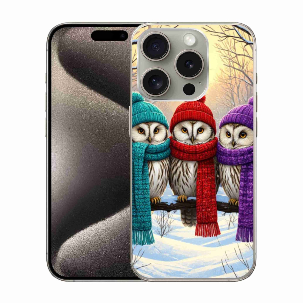 Zselés borítás mmCase iPhone 15 Pro készülékhez - bagoly barátok