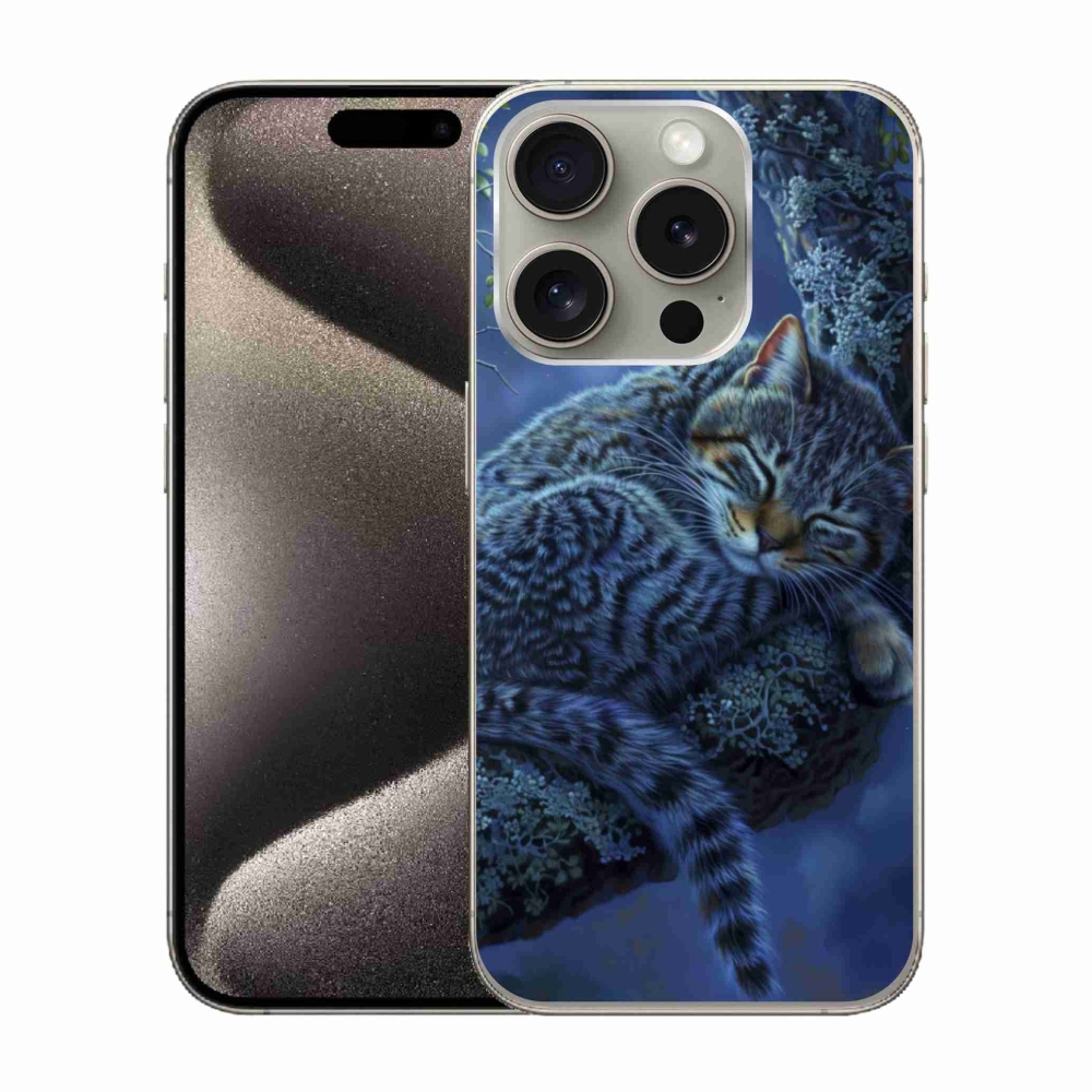 Zselés borítás mmCase iPhone 15 Pro készülékhez - alvó macska