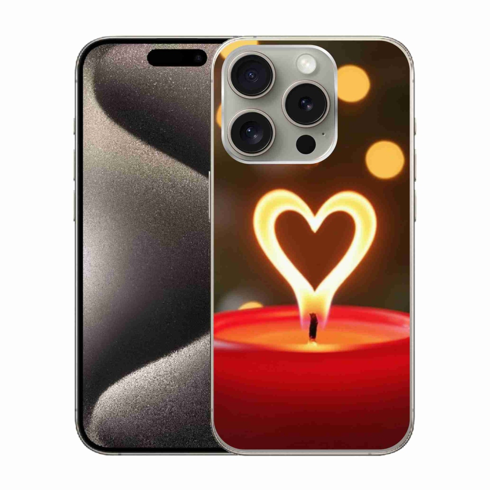 Zselés borítás mmCase iPhone 15 Pro készülékhez - láng szíve