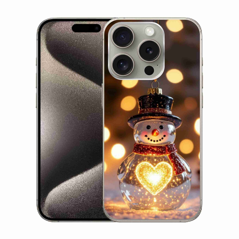 mmCase gél tok az iPhone 15 Pro-hoz – világító karácsonyi hóember