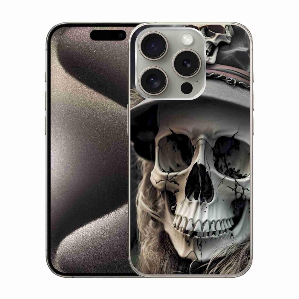 Zselés borítás mmCase iPhone 15 Pro készülékhez - sötét koponya