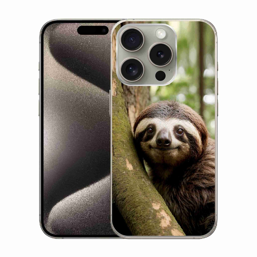 mmCase gél tok az iPhone 15 Pro-hoz – mosolygós lajhár