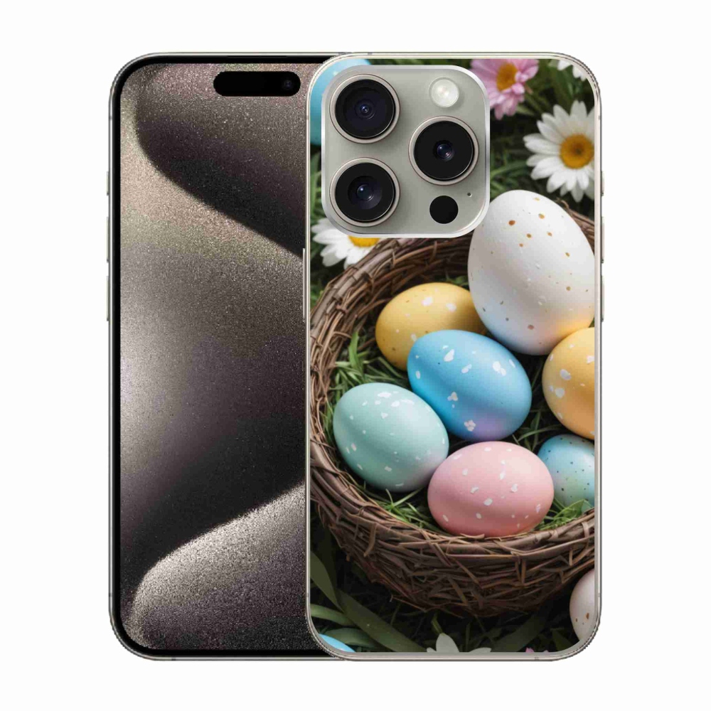 Zselés borítás mmCase iPhone 15 Pro készülékhez - Húsvéti tojások 2