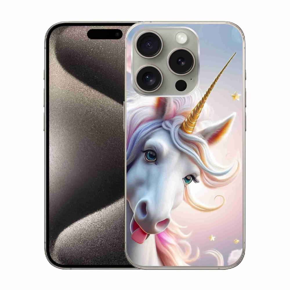 mmCase gél tok az iPhone 15 Pro-hoz – vidám egyszarvú