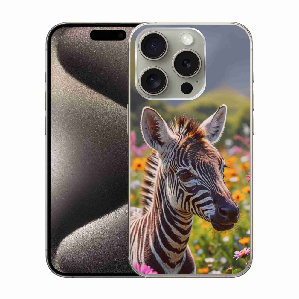 mmCase gél tok az iPhone 15 Pro-hoz – zebra a réten