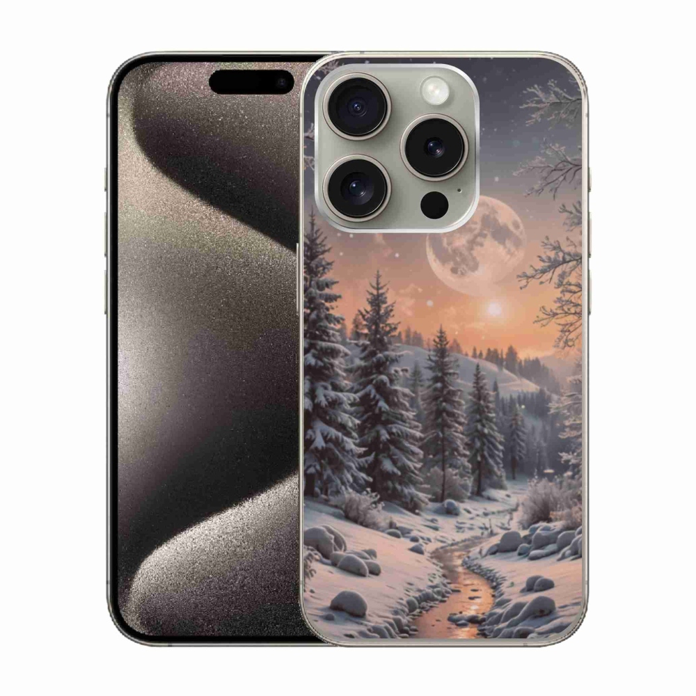 Gél borítás mmCase iPhone 15 Pro készülékhez - téli tájkép 2