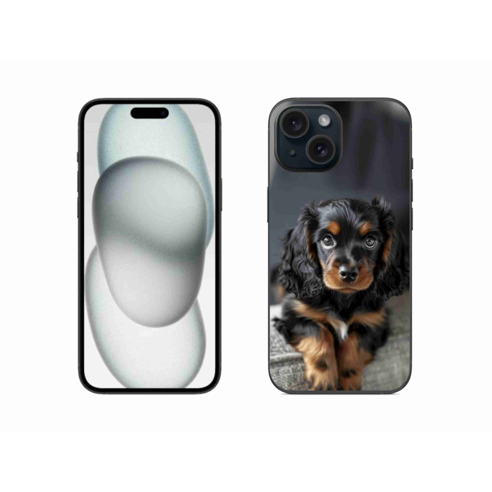 mmCase gél tok az iPhone 15-hez – aranyos, hosszúszőrű tacskó