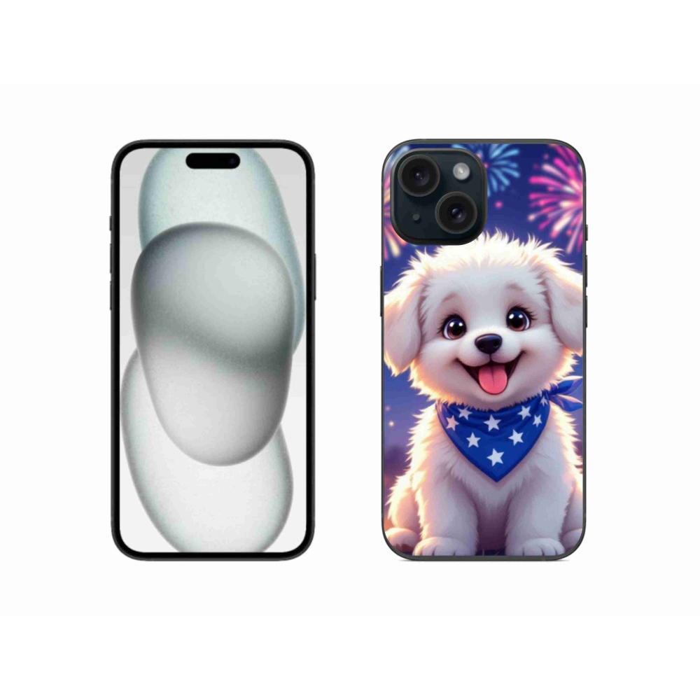 Gél borítás mmCase iPhone 15 készülékhez - ünnepi kiskutya