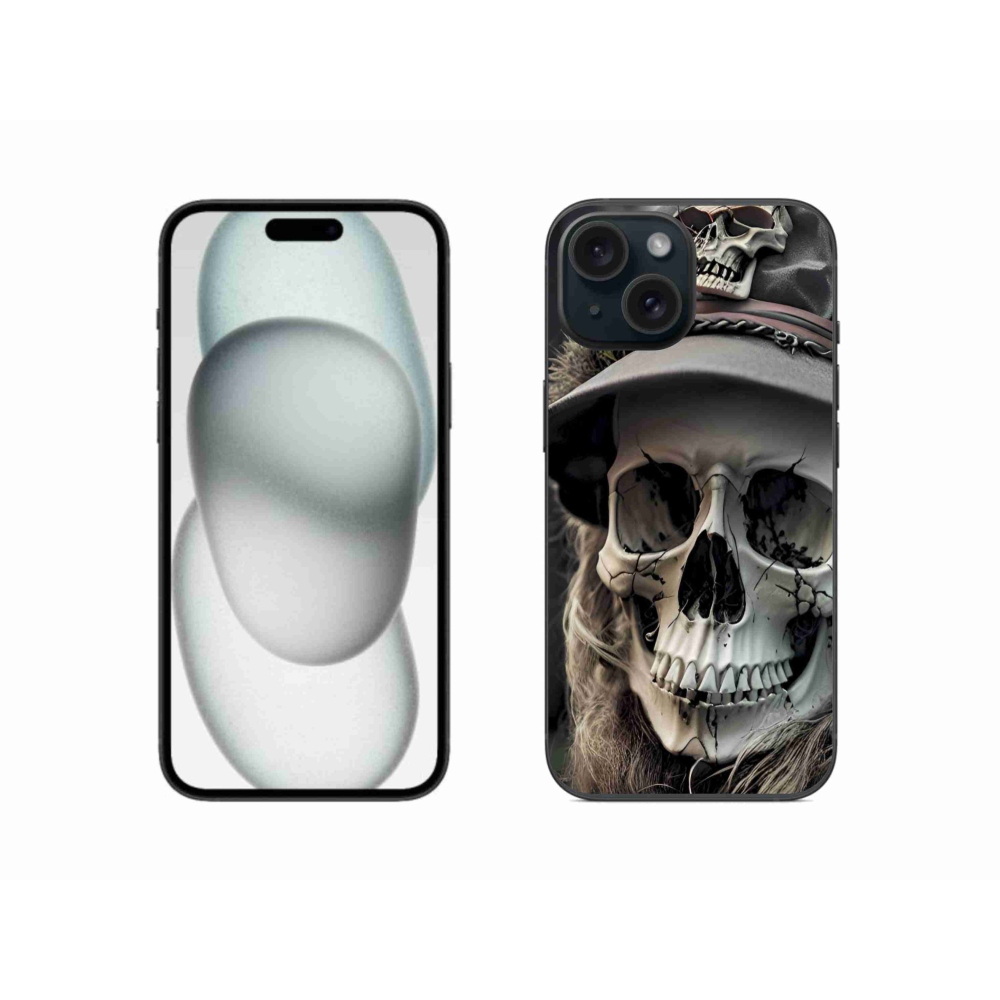 Zselés borítás mmCase iPhone 15 készülékhez - sötét koponya