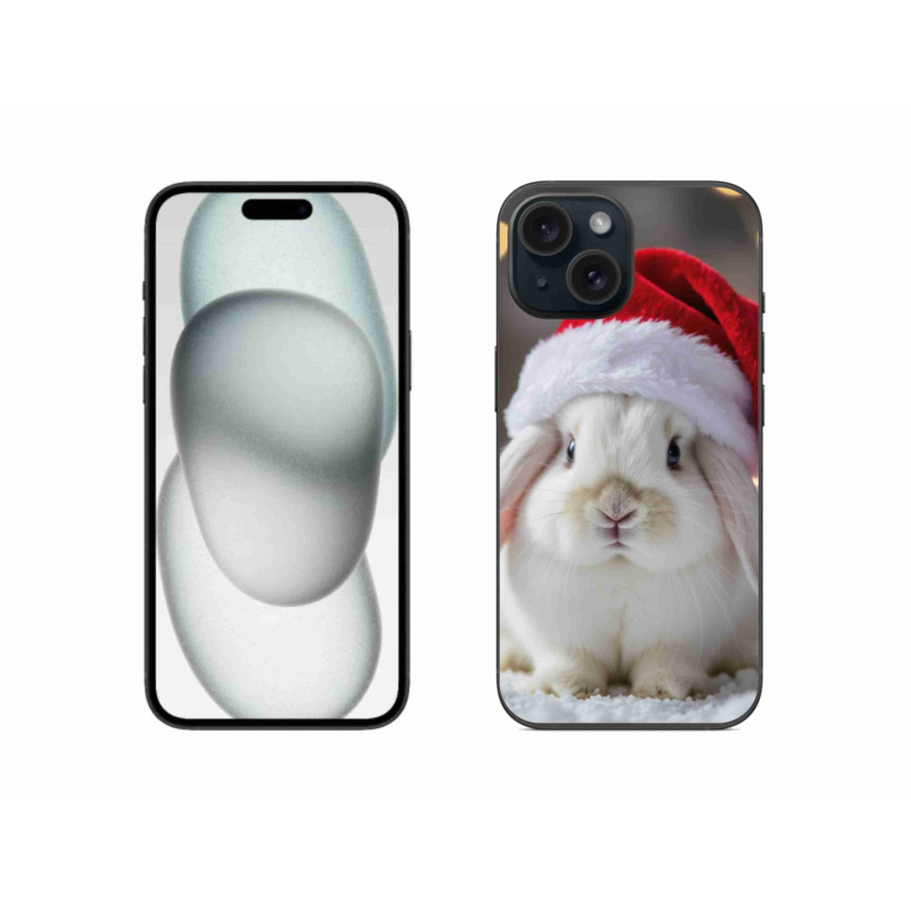 Zselés borítás mmCase iPhone 15 készülékhez - Karácsonyi nyúl