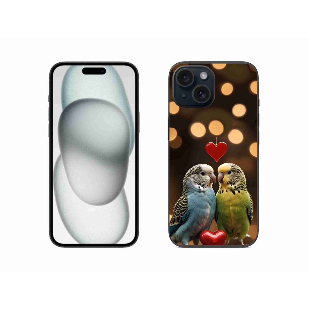 mmCase gél tok az iPhone 15-hez – szerelmes papagájok