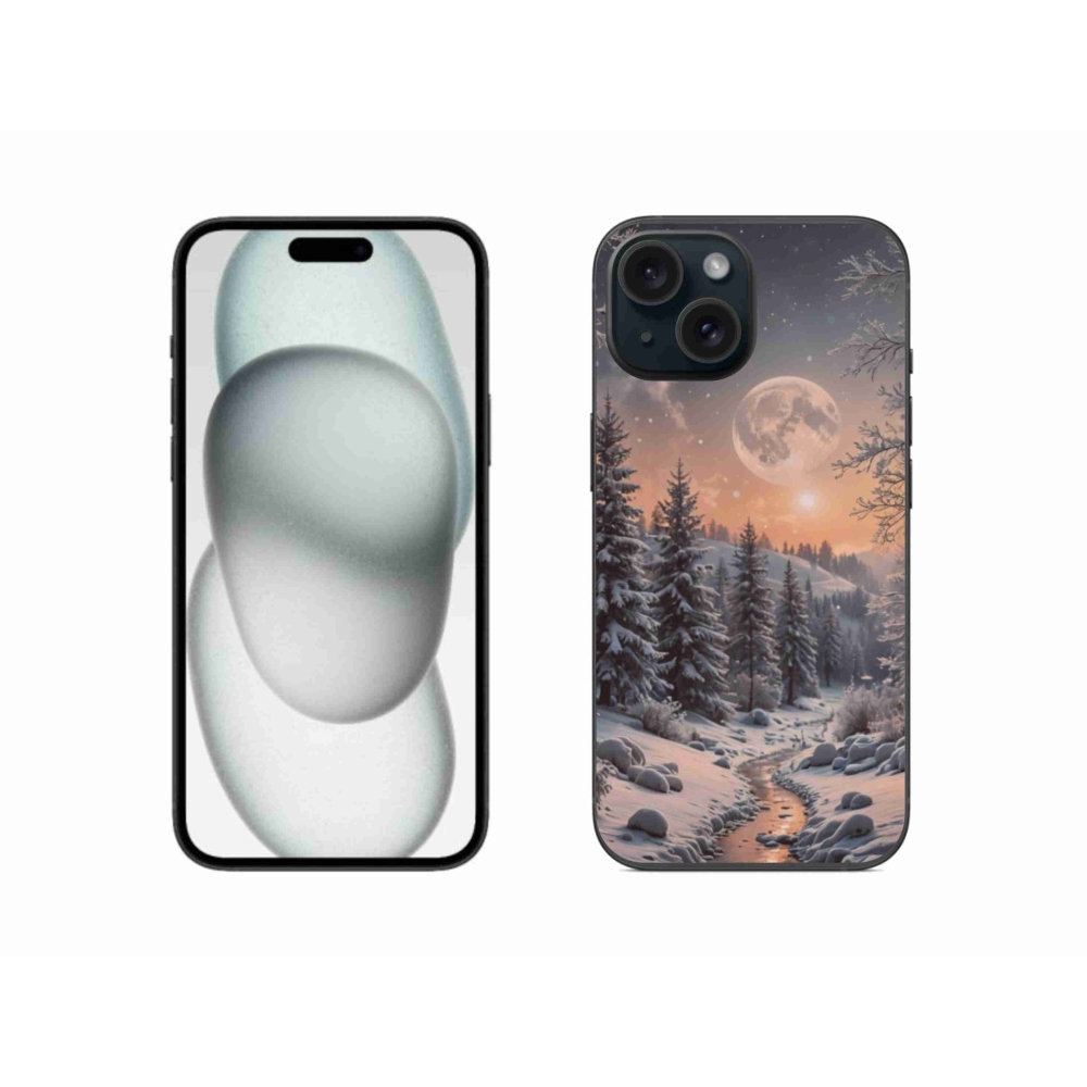 Gél borítás mmCase iPhone 15-hez - téli tájkép 2