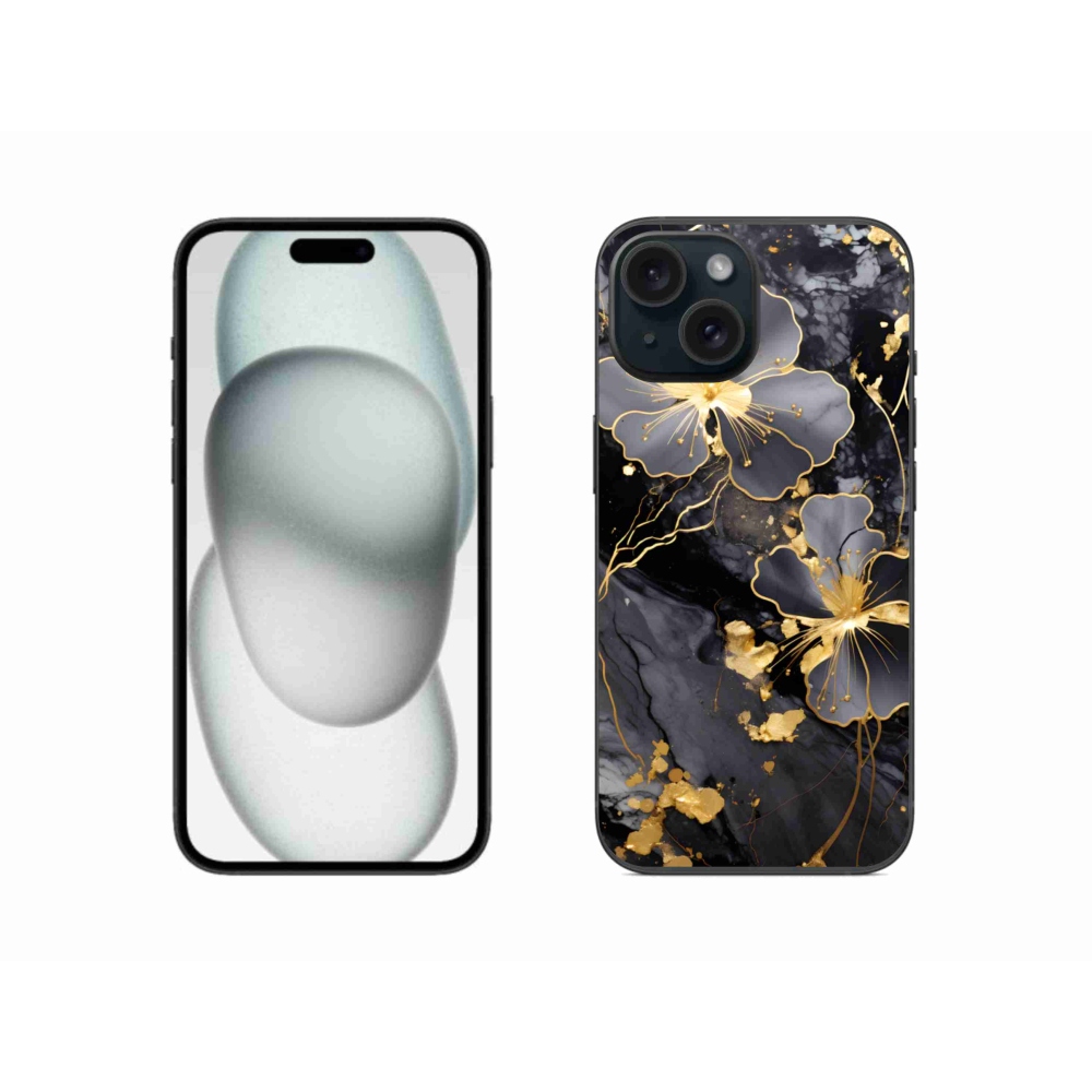 Zselés borítás mmCase iPhone 15 készülékhez - arany virágok