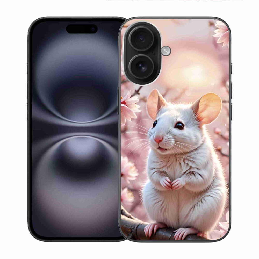 mmCase gél tok az iPhone 16-hoz – fehér egér egy ágon
