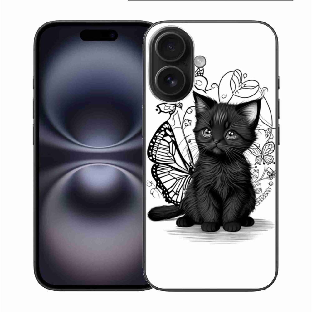 Gél borítás mmCase iPhone 16 készülékhez - fekete cica