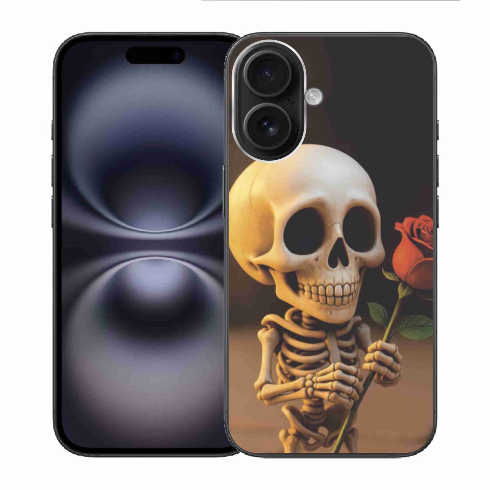 Gél borítás mmCase iPhone 16 készülékhez - csontváz rózsával