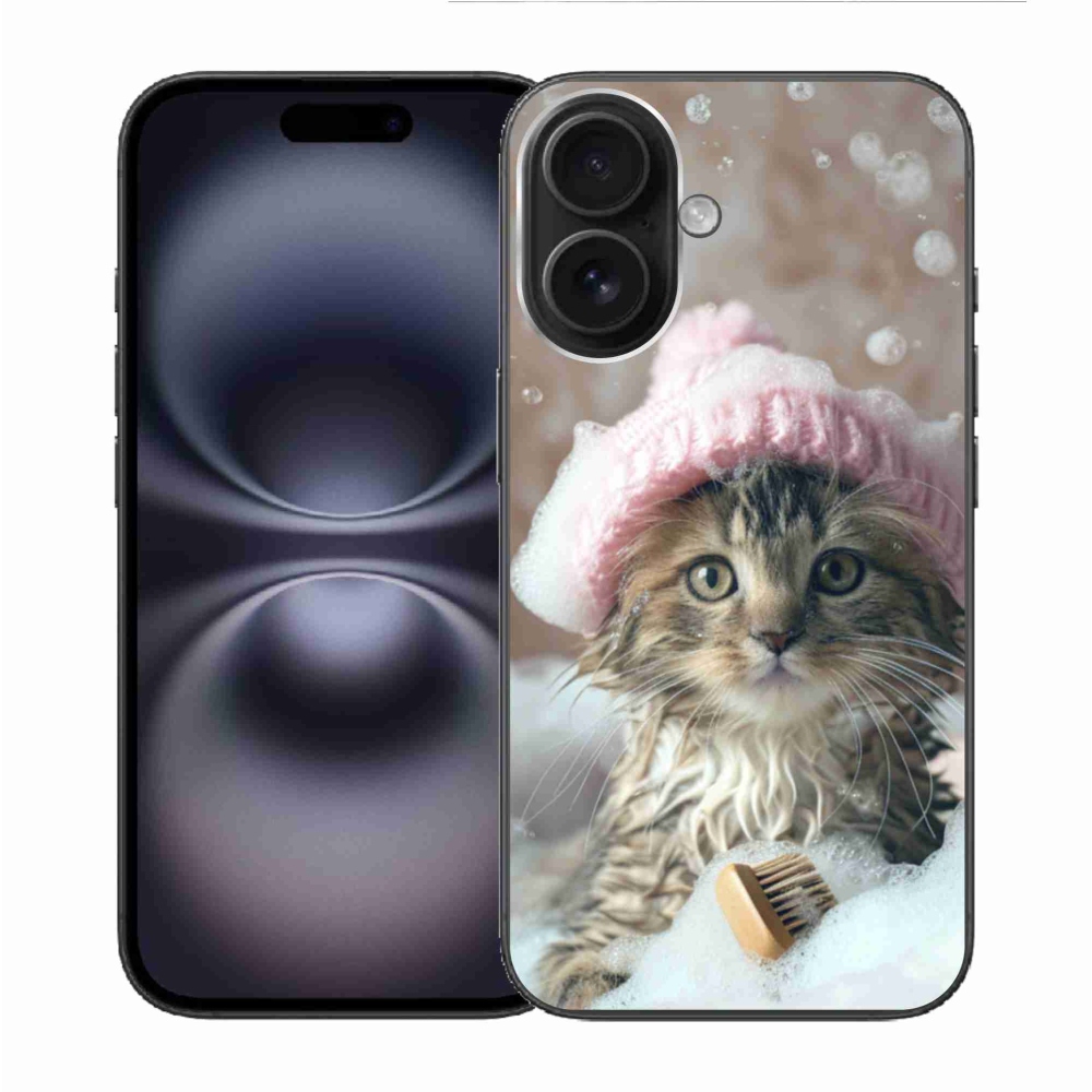 Gél borítás mmCase iPhone 16 készülékhez - cica és fürdés