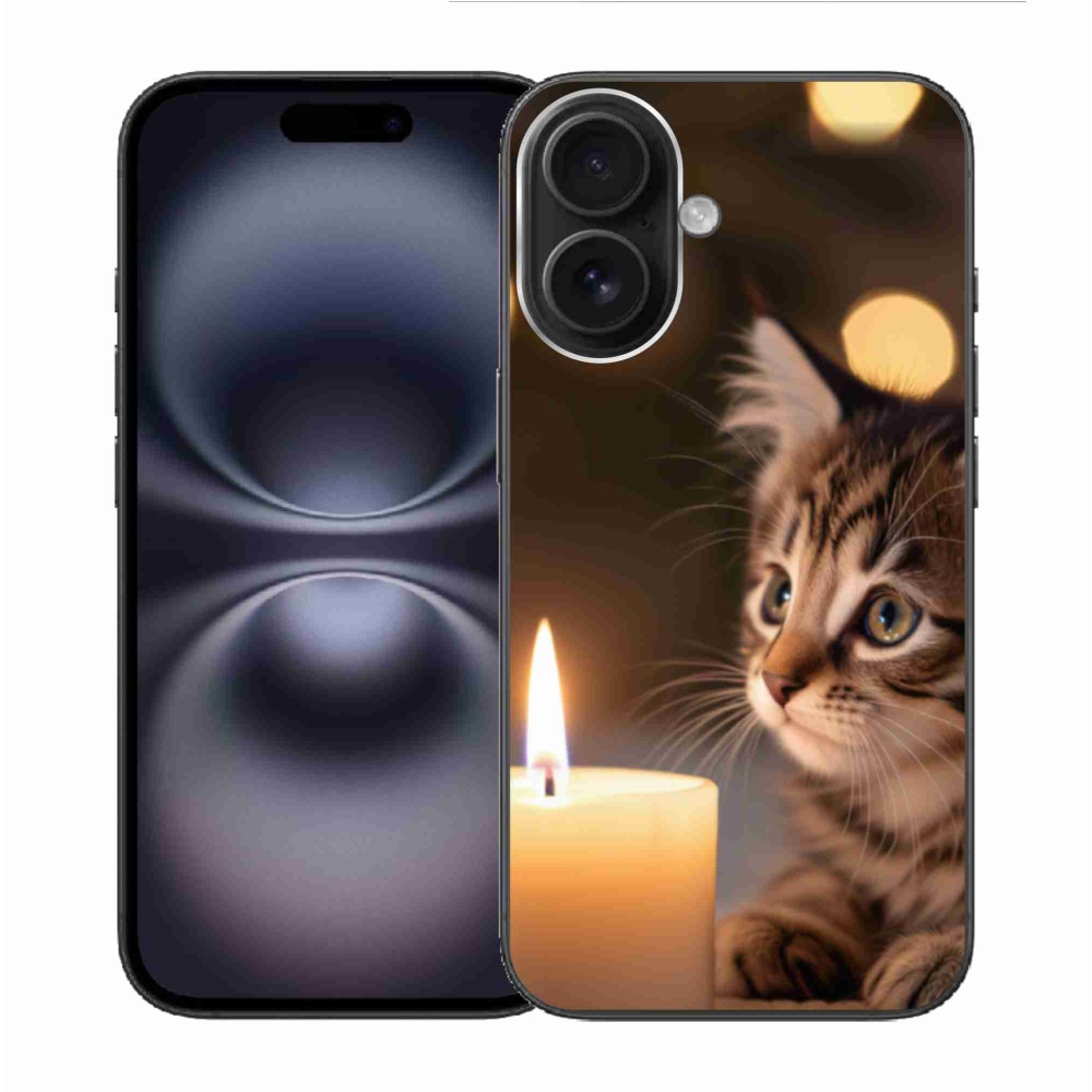 Gél borítás mmCase iPhone 16 készülékhez - cica és gyertya
