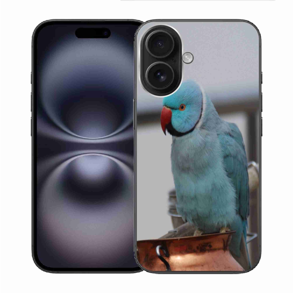 Zselés borítás mmCase iPhone 16 készülékhez - papagáj alexander kék
