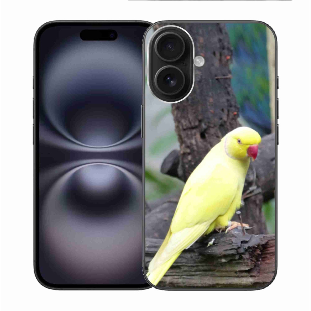 Zselés borítás mmCase iPhone 16 készülékhez - papagáj alexander sárga