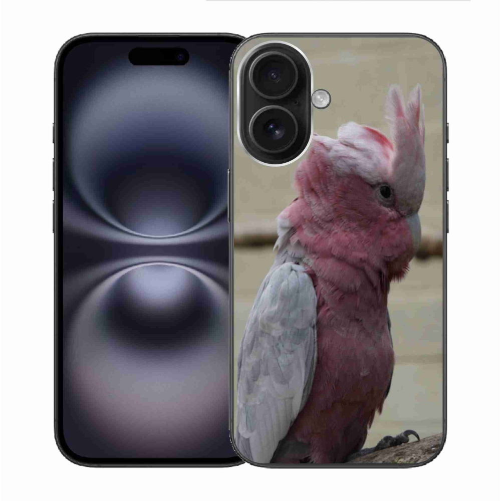 Zselés borítás mmCase iPhone 16 készülékhez - papagáj kakadu rózsaszínű