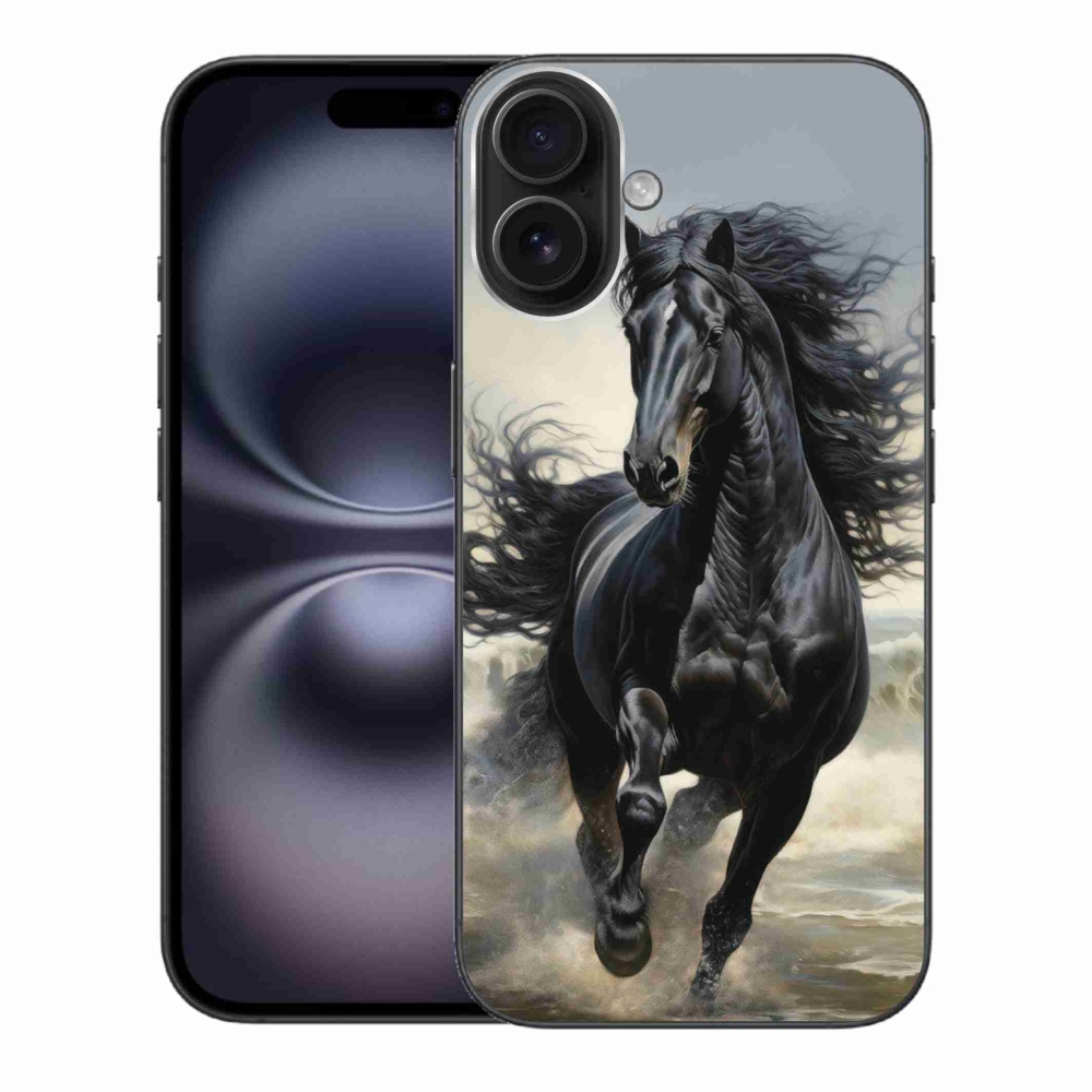 mmCase gél tok az iPhone 16 Plus-hoz – futó fekete ló