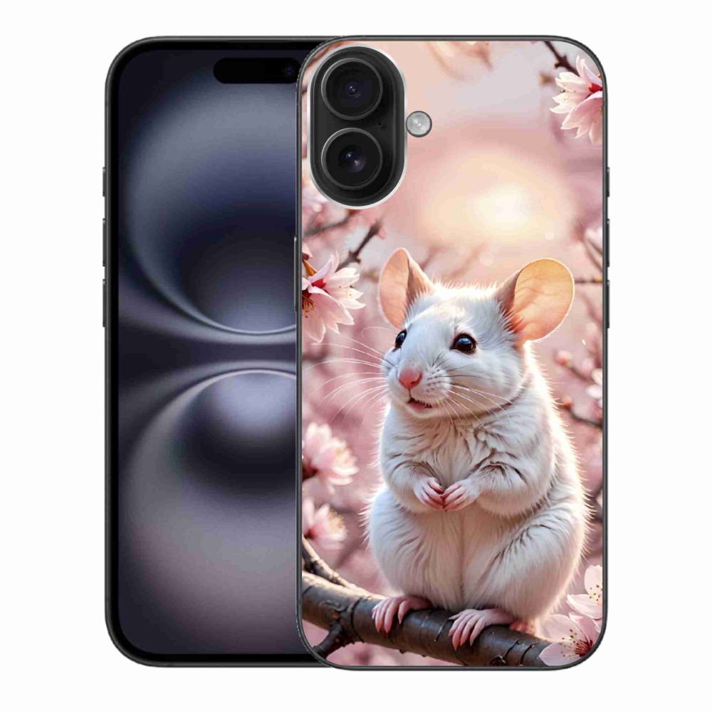 mmCase gél tok az iPhone 16 Plus-hoz – fehér egér egy ágon