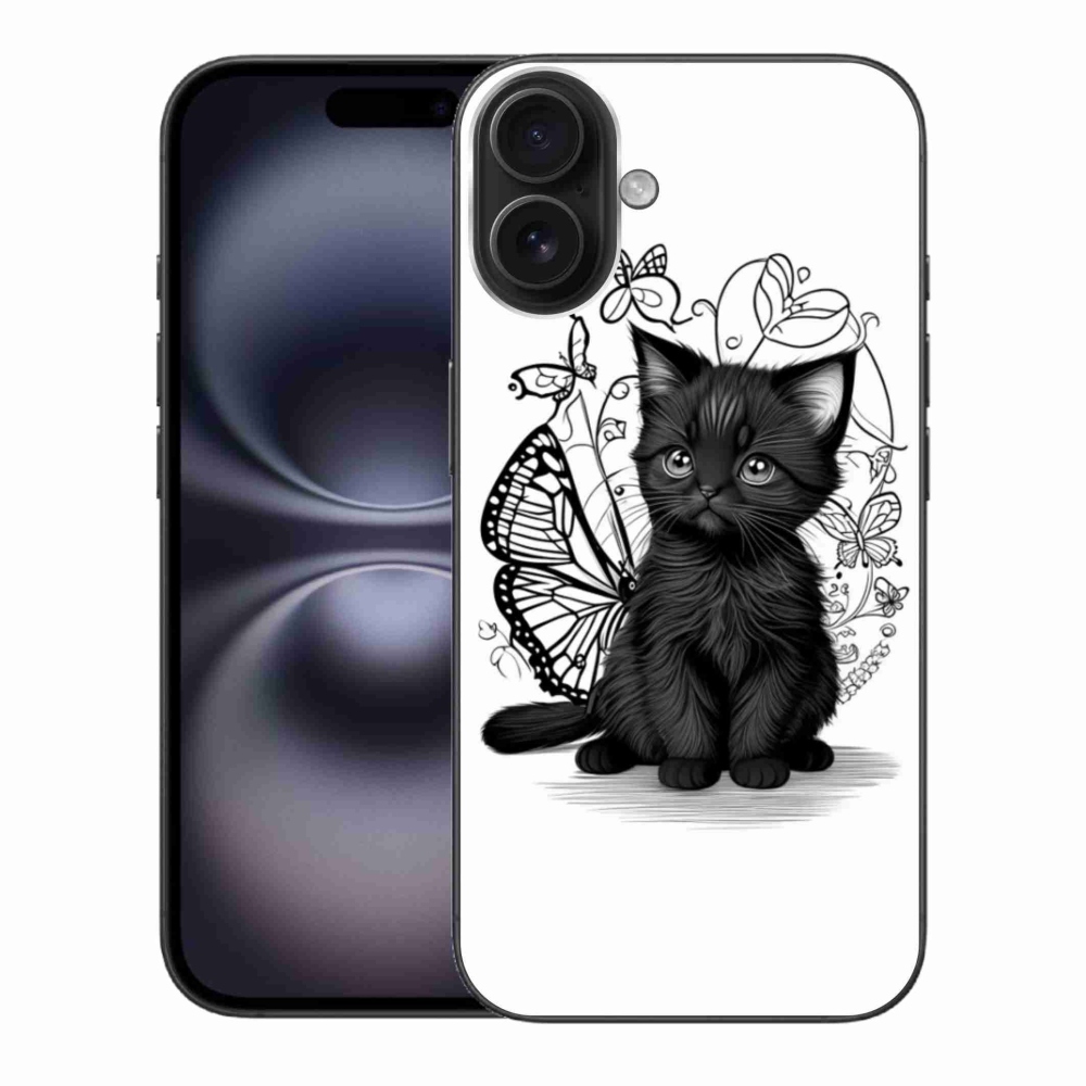Zselés borítás mmCase iPhone 16 Plus készülékhez - fekete cica
