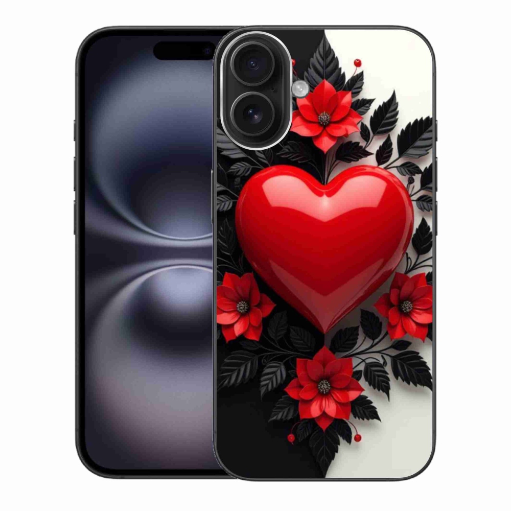 Zselés borítás mmCase iPhone 16 Plus készülékhez - piros szív