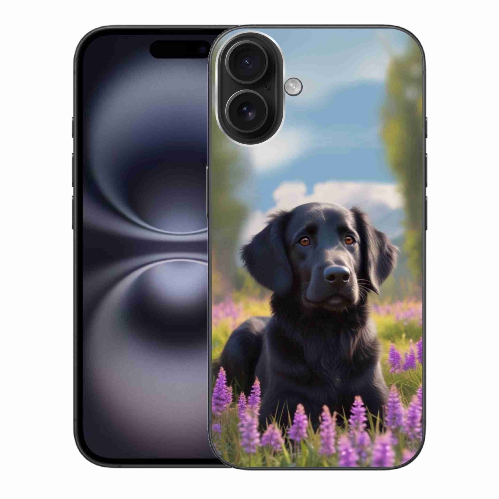 mmCase gél tok az iPhone 16 Plus-hoz – elegáns fekete retriever