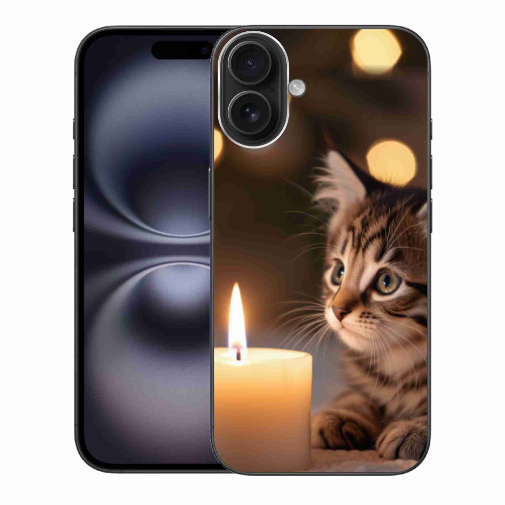 Zselés borítás mmCase iPhone 16 Plus készülékhez - cica és gyertya