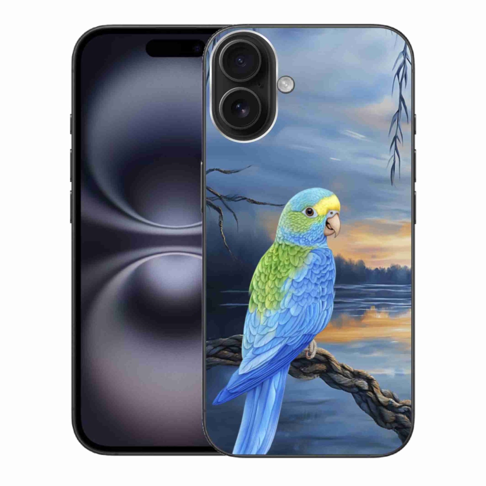Zselés borítás mmCase iPhone 16 Plus készülékhez - kék papagáj
