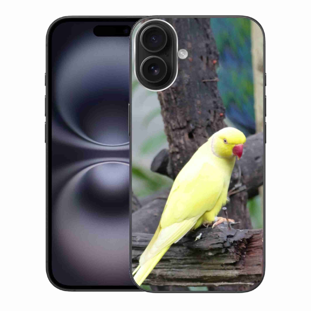 Zselés borítás mmCase iPhone 16 Plus készülékhez - papagáj alexander sárga