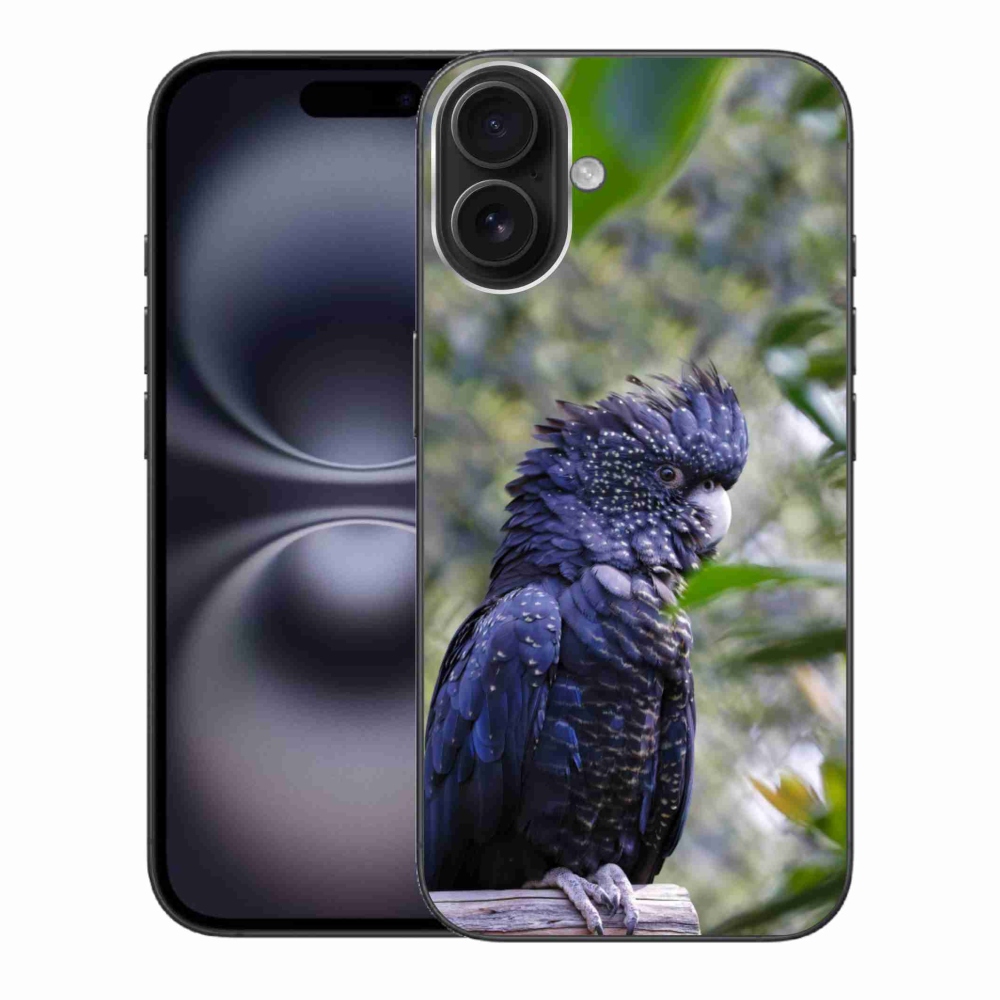 mmCase gél tok az iPhone 16 Plus-hoz – fekete kakadu papagáj