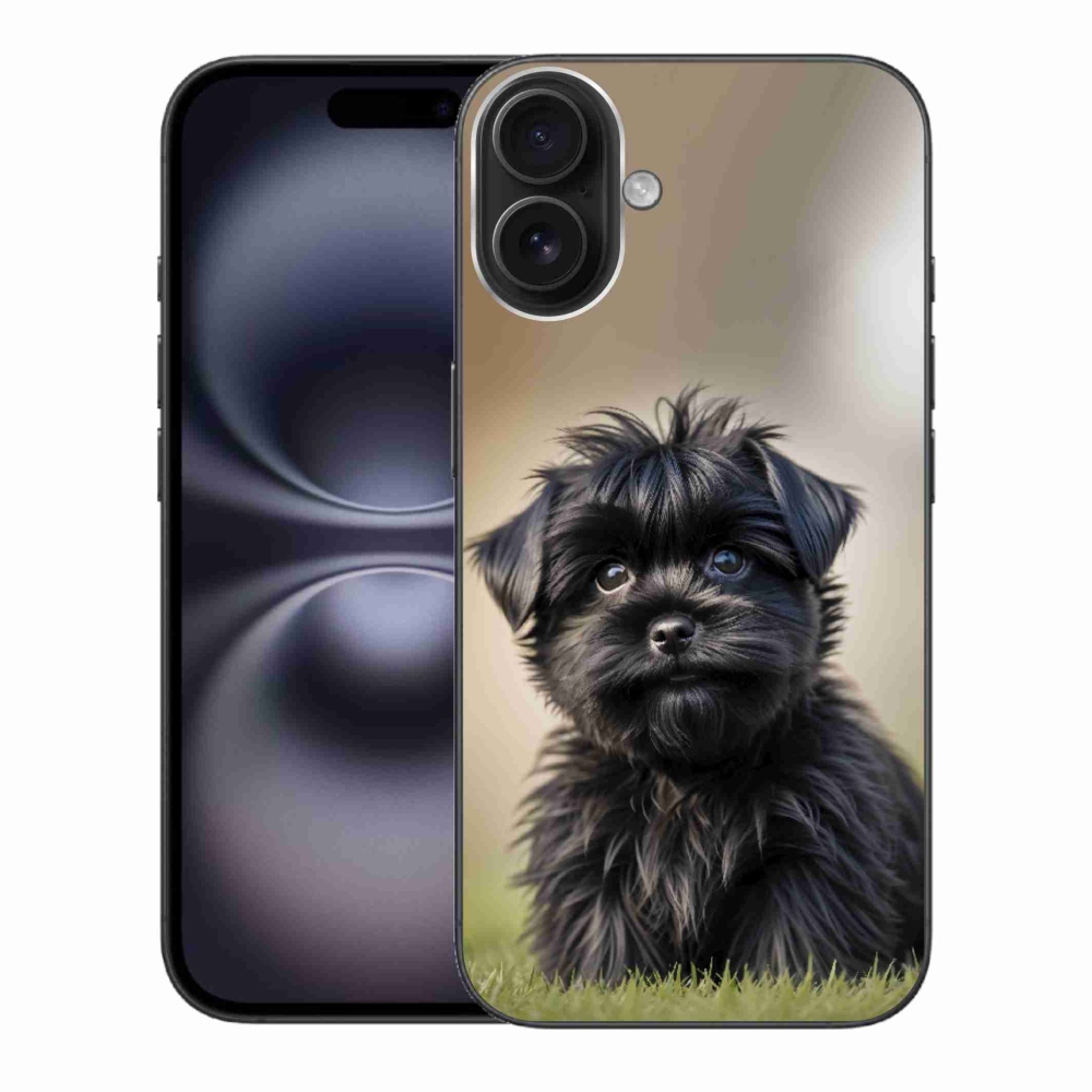 mmCase gél tok az iPhone 16 Plus-hoz – aranyos fekete kutyus