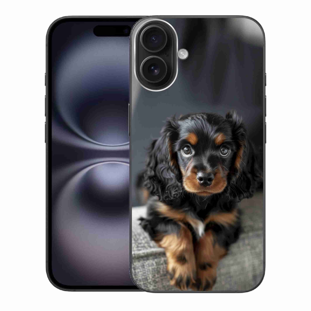 mmCase gél tok az iPhone 16 Plus-hoz – aranyos, hosszúszőrű tacskó