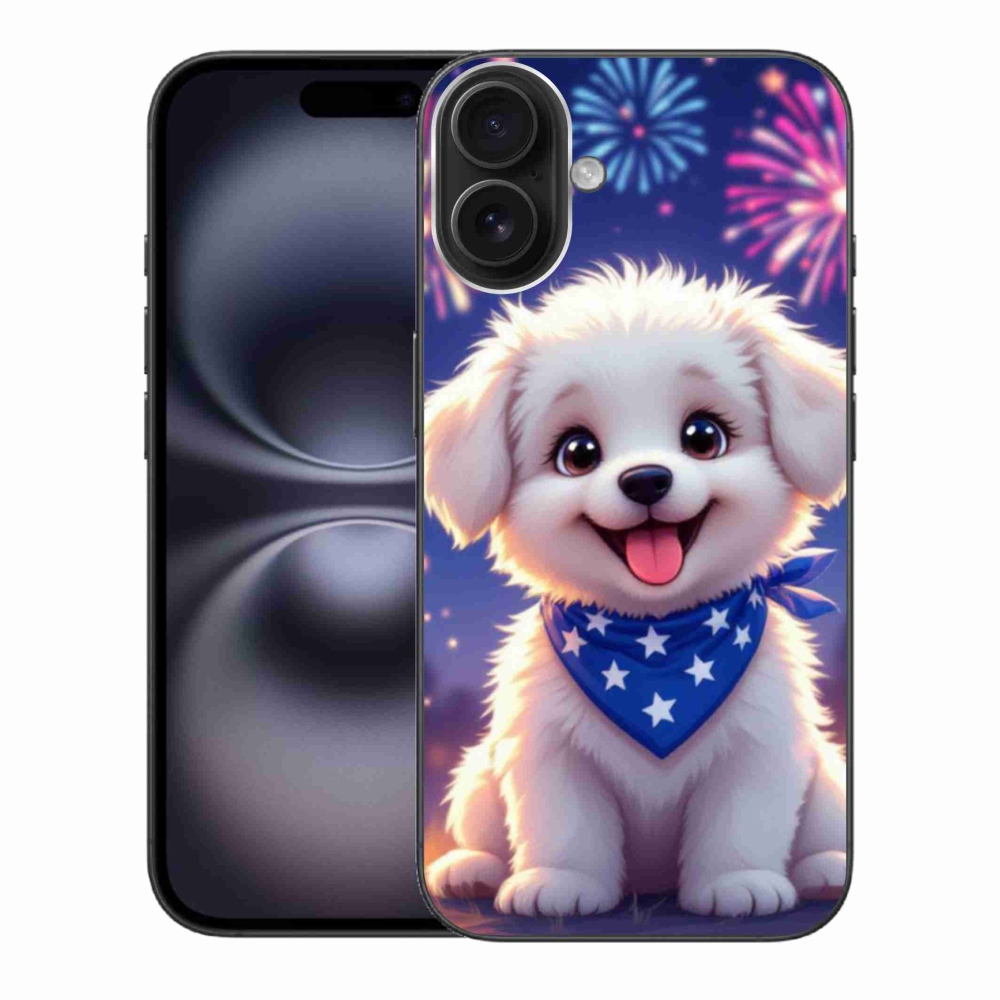 Gél borítás mmCase iPhone 16 Plus készülékhez - ünnepi kiskutya