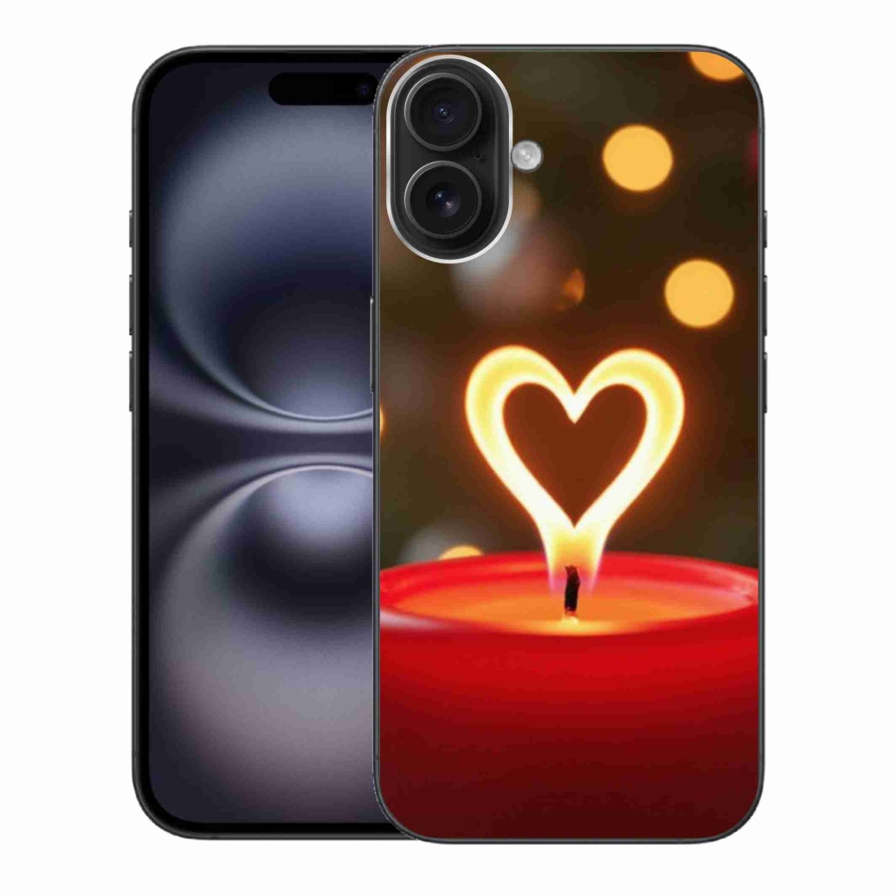 Zselés borítás mmCase iPhone 16 Plus készülékhez - láng szíve