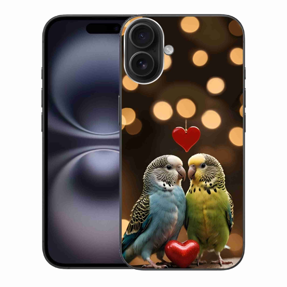 mmCase gél tok az iPhone 16 Plus-hoz – szerelmes papagájok