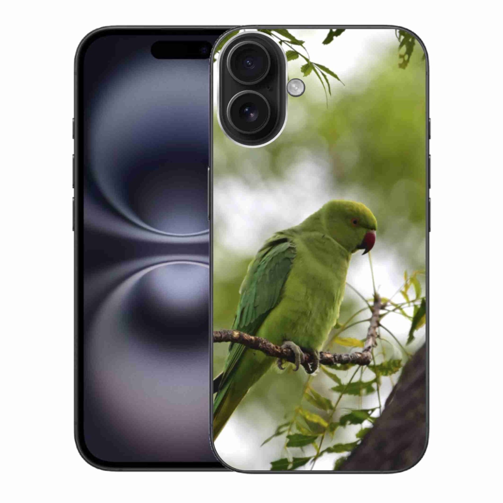 Zselés borítás mmCase iPhone 16 Plus készülékhez - zöld papagáj