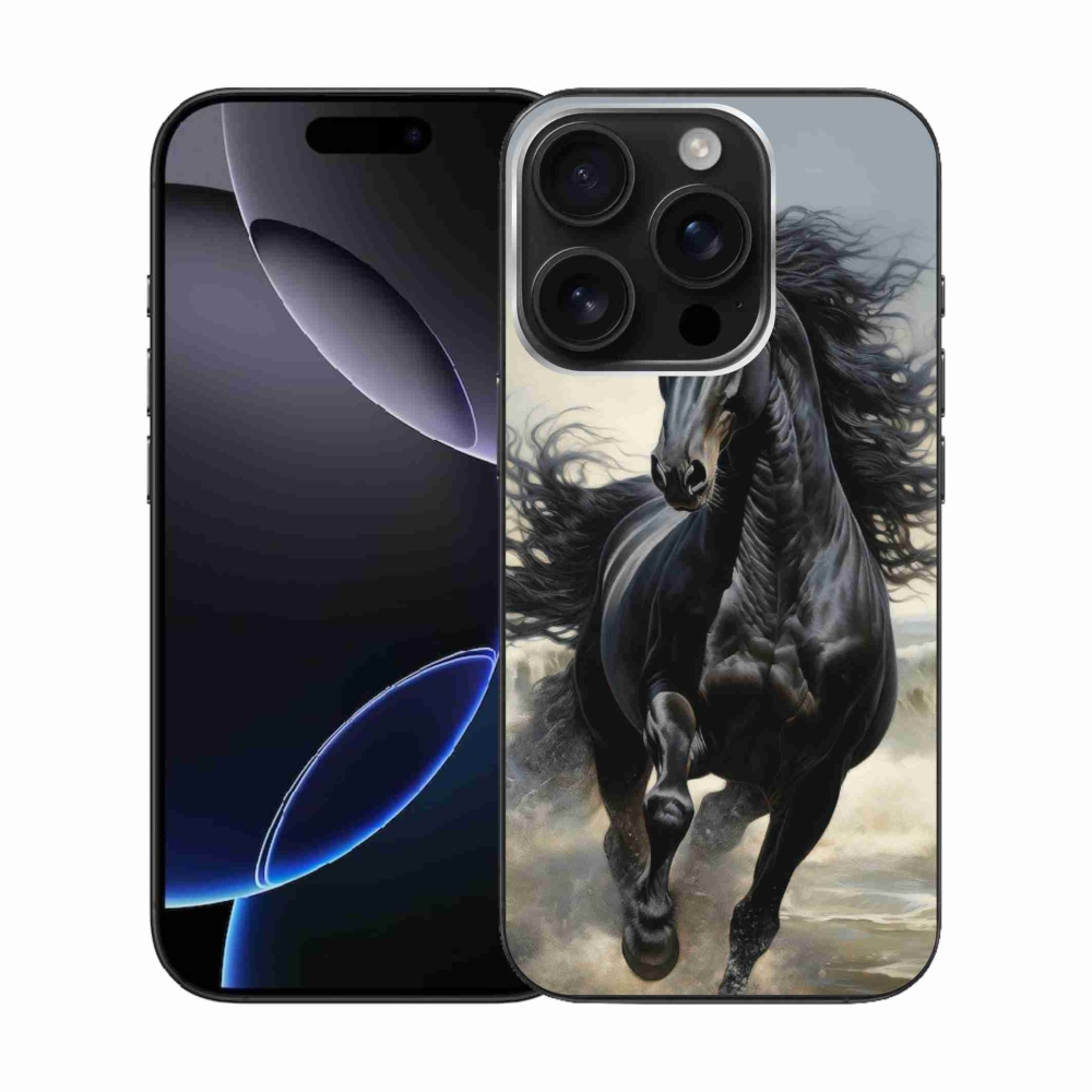 mmCase gél tok az iPhone 16 Pro-hoz – futó fekete ló