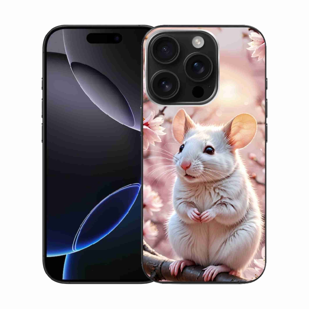 mmCase gél tok az iPhone 16 Pro-hoz – fehér egér egy ágon