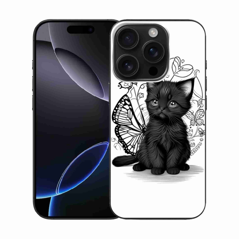 Zselés borítás mmCase iPhone 16 Pro készülékhez - fekete cica