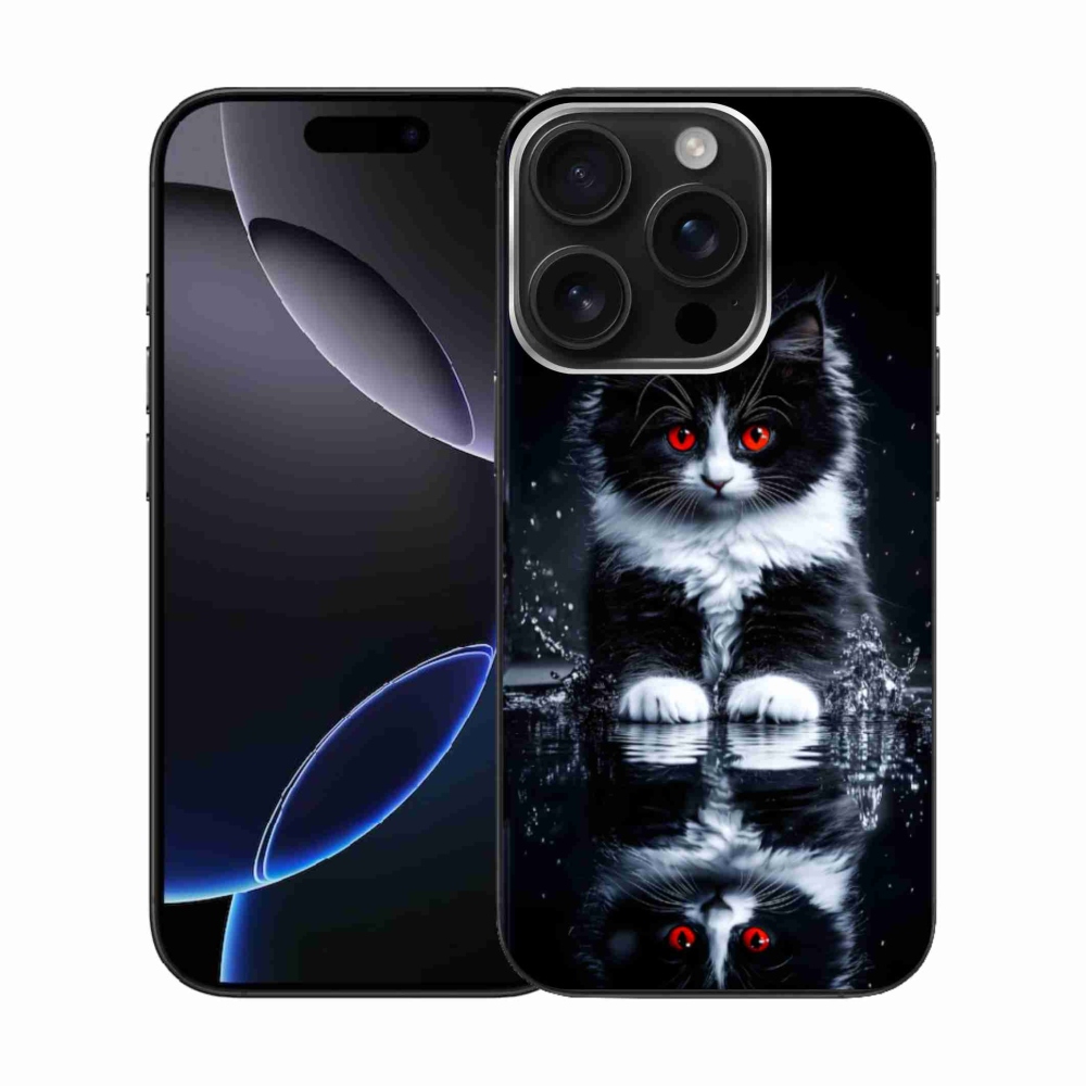 Gél borítás mmCase iPhone 16 Pro készülékhez - fekete-fehér cica