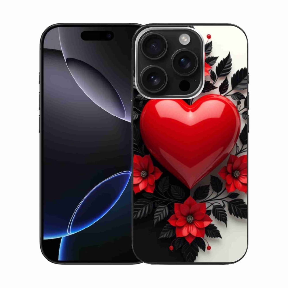 Zselés borítás mmCase iPhone 16 Pro készülékhez - piros szív
