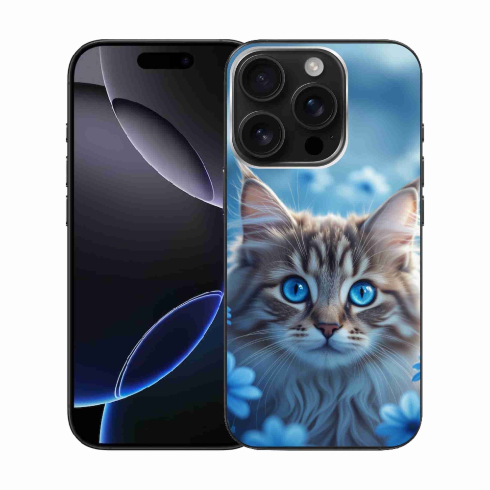 mmCase gél tok az iPhone 16 Pro-hoz – kiscica kék virágok között