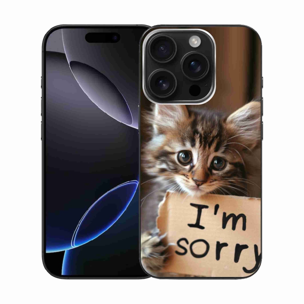 Zselés borítás mmCase iPhone 16 Pro készülékhez - macska bocsánatkérése