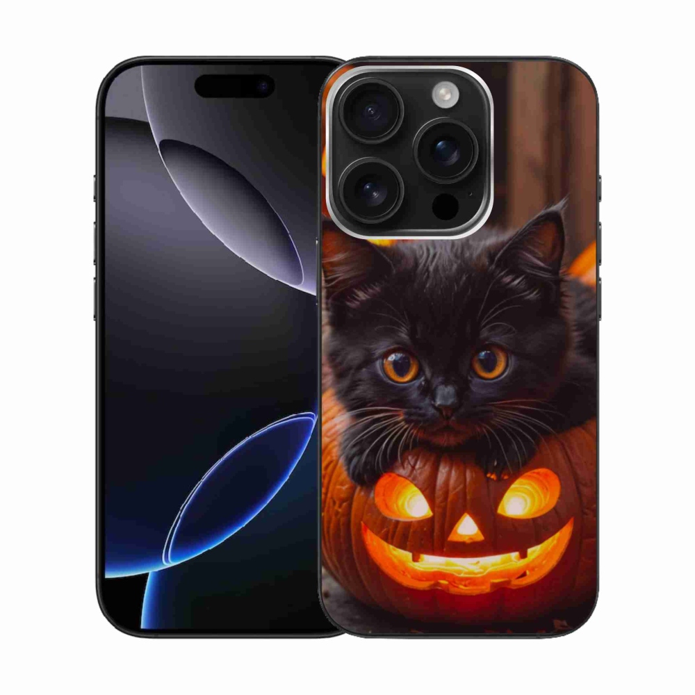 Gél borítás mmCase iPhone 16 Pro készülékhez - cica és sütőtök