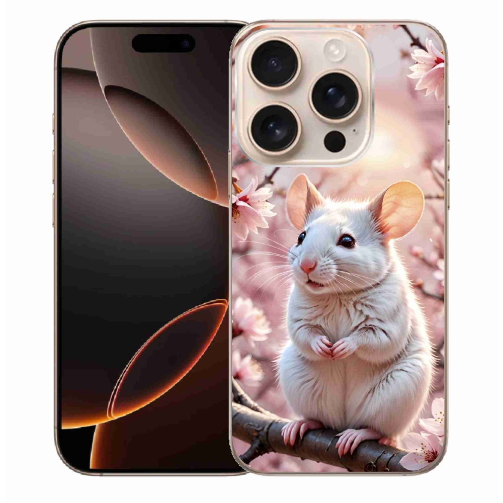 mmCase gél tok az iPhone 16 Pro Max-hoz – fehér egér egy ágon