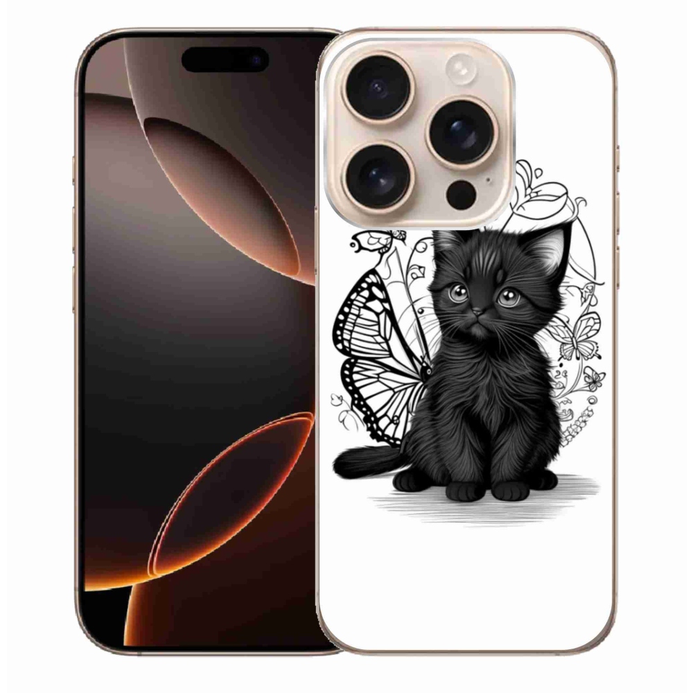 Zselés borítás mmCase iPhone 16 Pro Max készülékhez - fekete cica